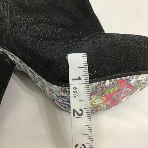 Irregular Choice Black Leather Anna Bell Trolley Chunky Heel Platform Ankle Boot - Picture 13 of 16